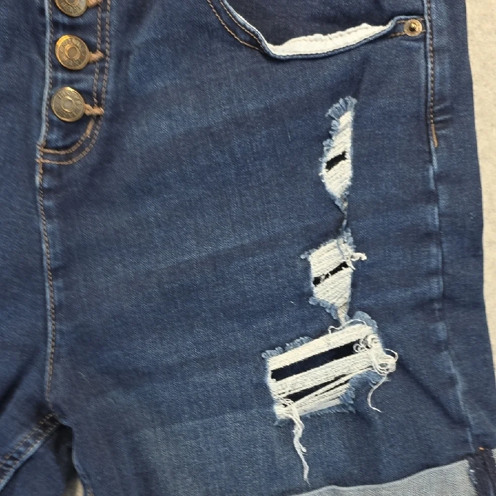 Justice Plus Size 24 Distressed Denim Shorts Button Fly Cuffed Hem